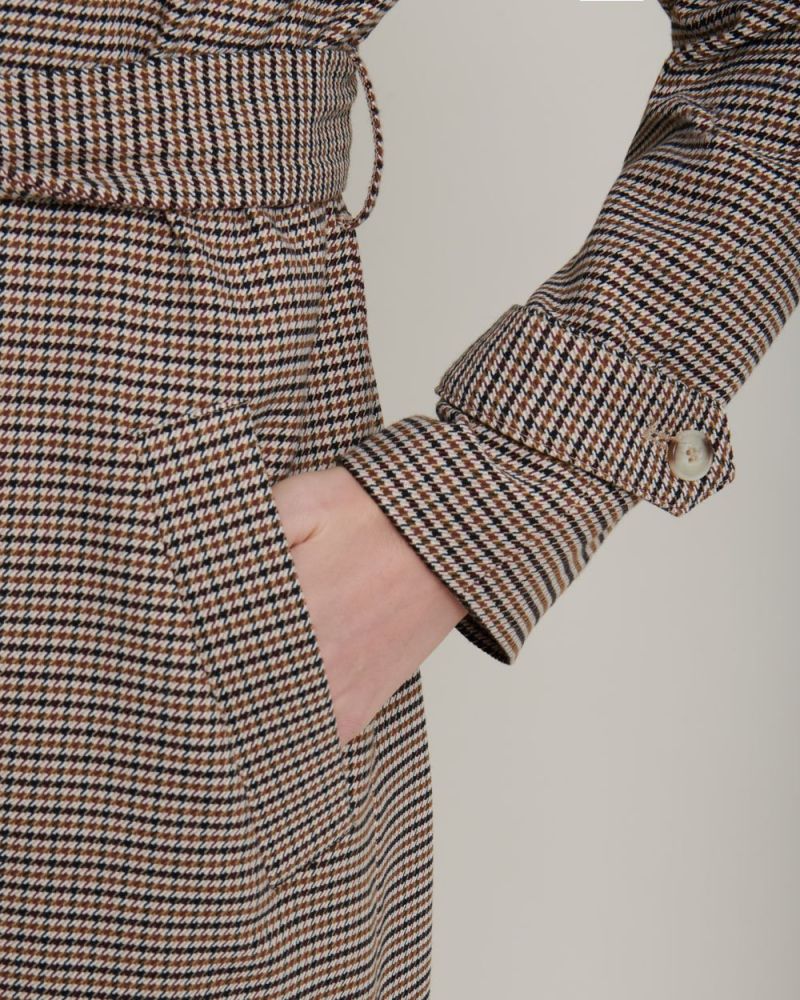 Talia Houndstooth Check Coat