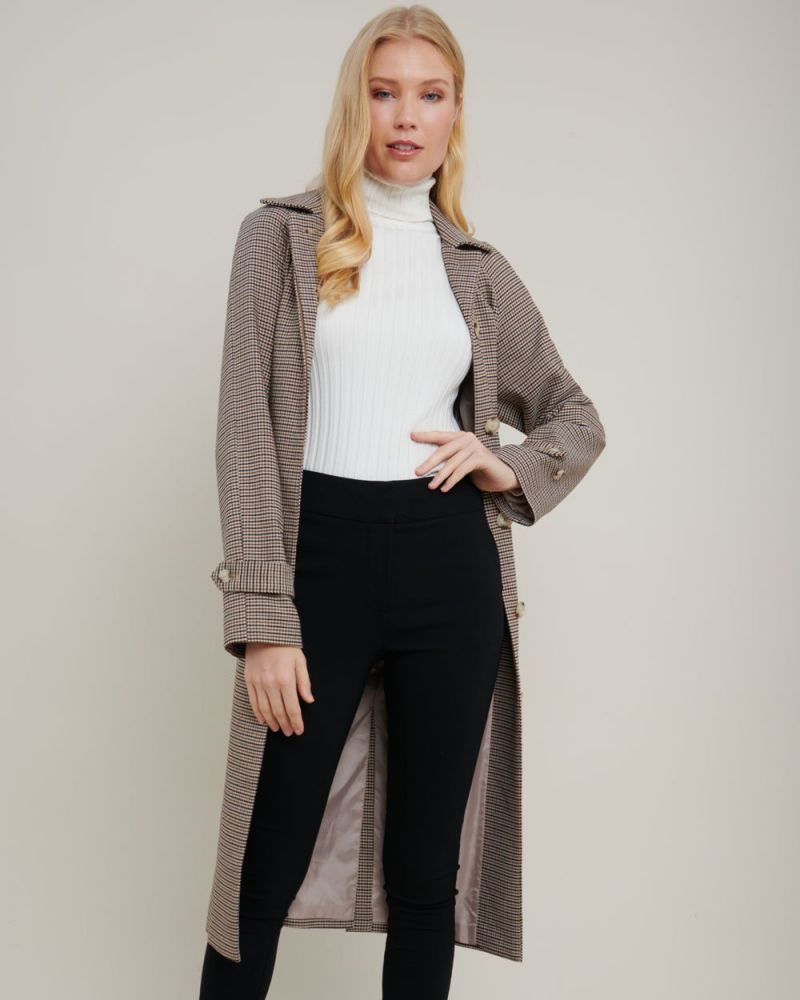 Talia Houndstooth Check Coat