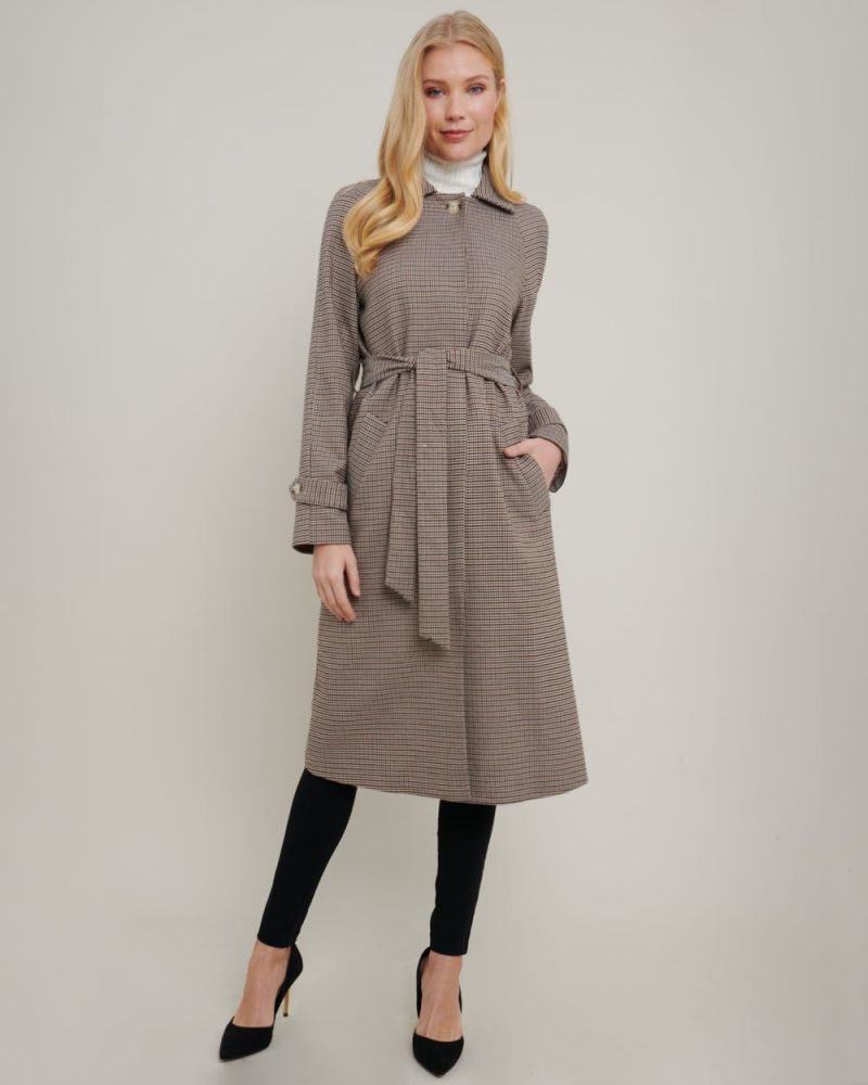 Talia Houndstooth Check Coat