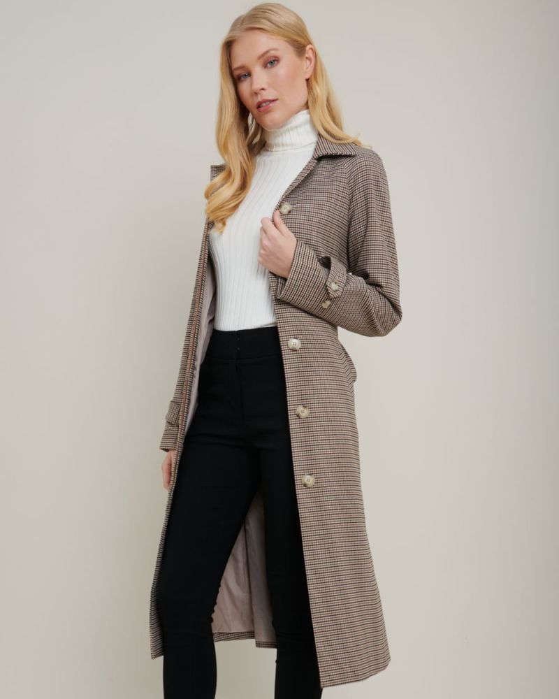 Talia Houndstooth Check Coat