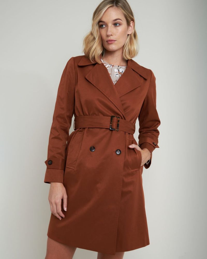 tan double breasted trench coat