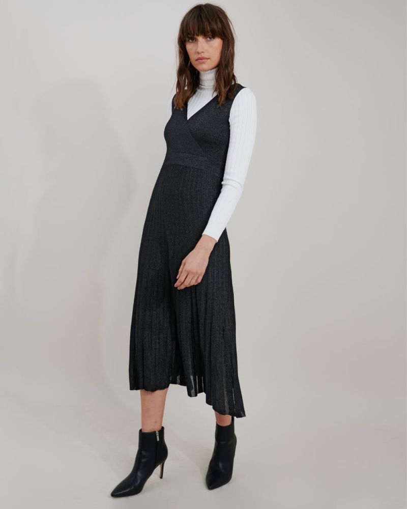 Rachel Pleated Lurex Knit Dress