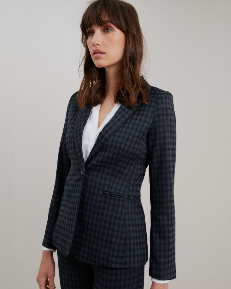 Halle Plaid Single Button Blazer