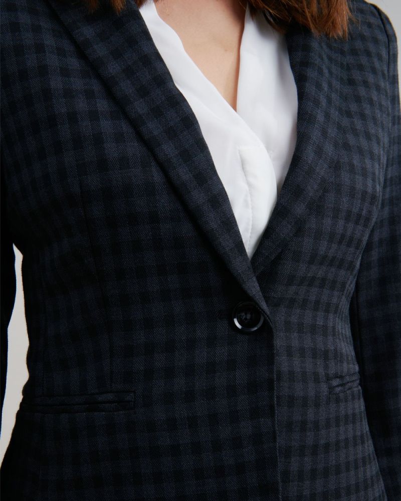 Halle Plaid Single Button Blazer