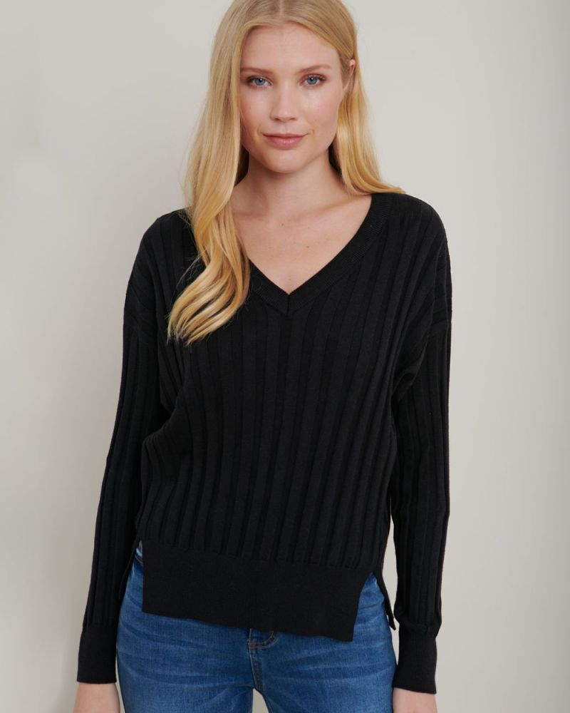 V neck ribbed sweater Clearance