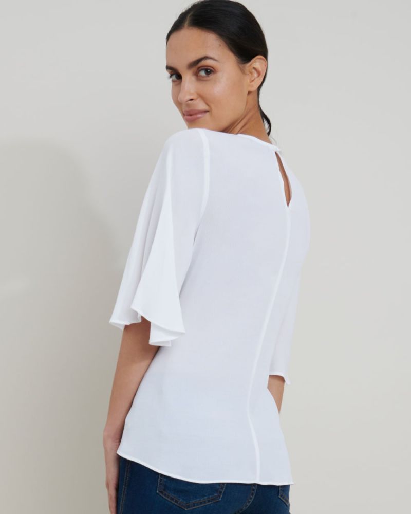 Coral Bell Sleeve Tie Waist Blouse