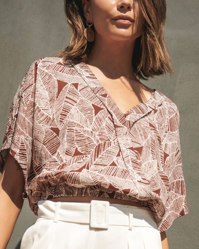 Kaley Printed Cropped Blouse