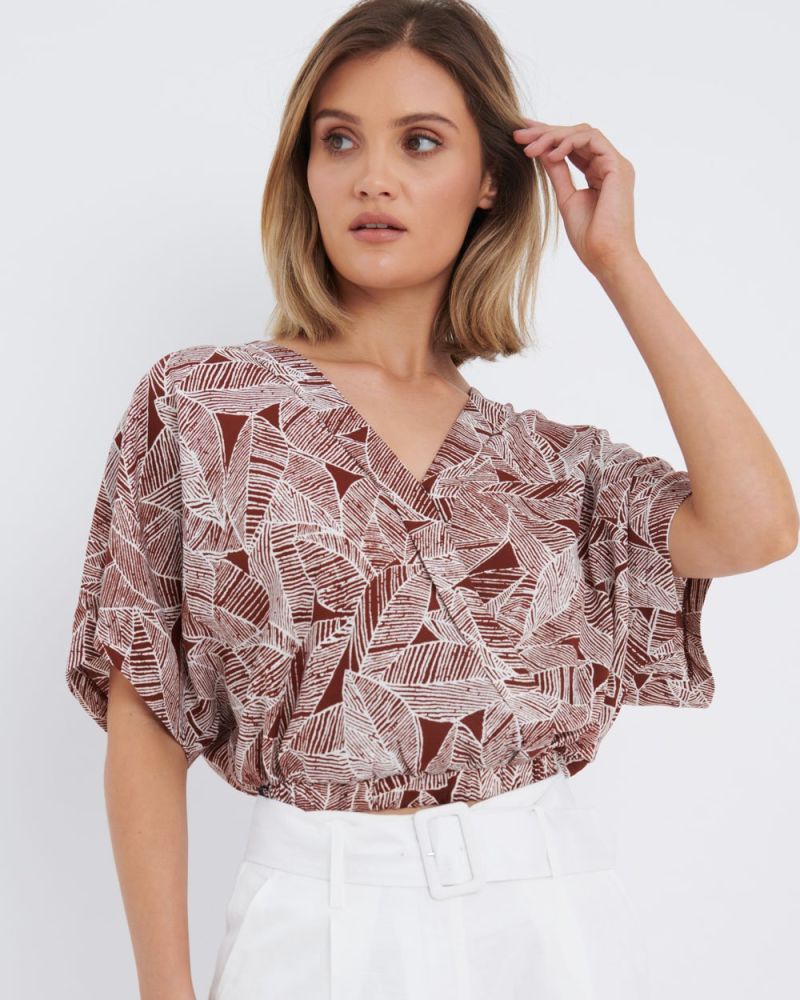 Kaley Printed Cropped Blouse