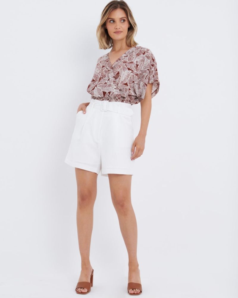 Kaley Printed Cropped Blouse