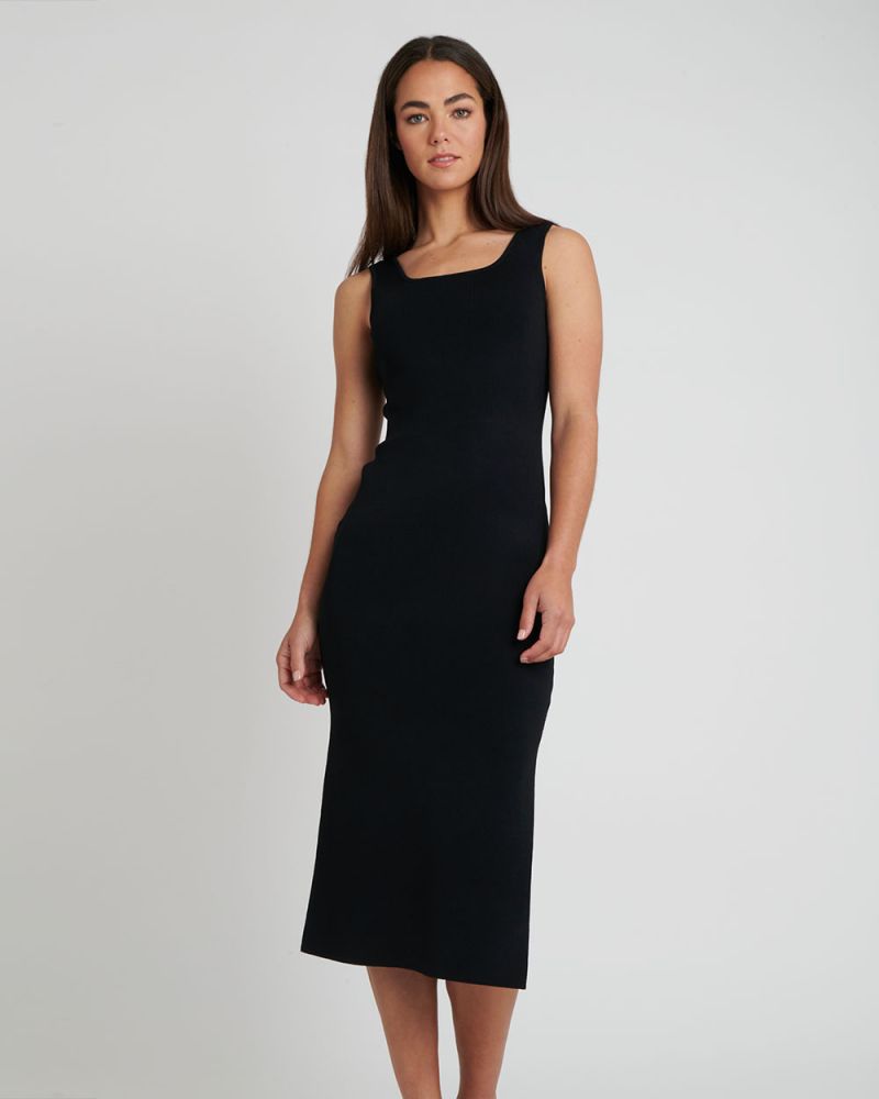 Marissa Scoop Neck Knit Dress-Black