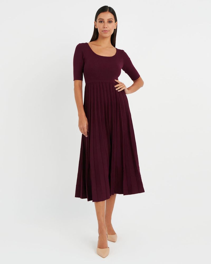 Irene Pleated Knit Dress