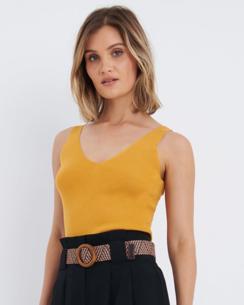 Myra V-Neck Ribbed Knit Top