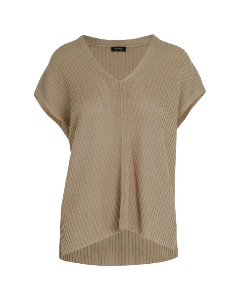 Sloan Relax Fit Ribbed V-Neck Cape Sweater