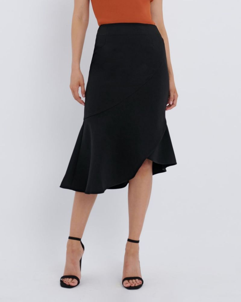asymmetric midi skirt