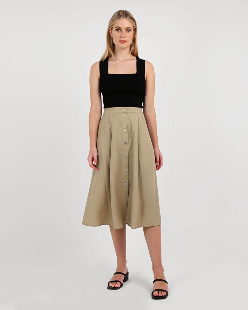 button up skirt long