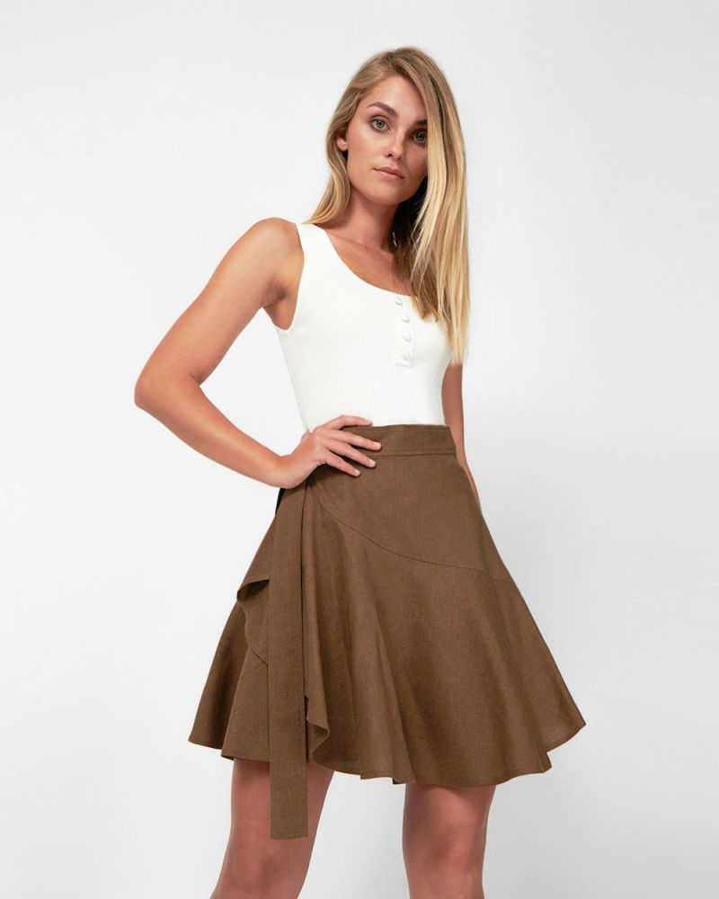Adina Ruffle Wrap Mini Skirt