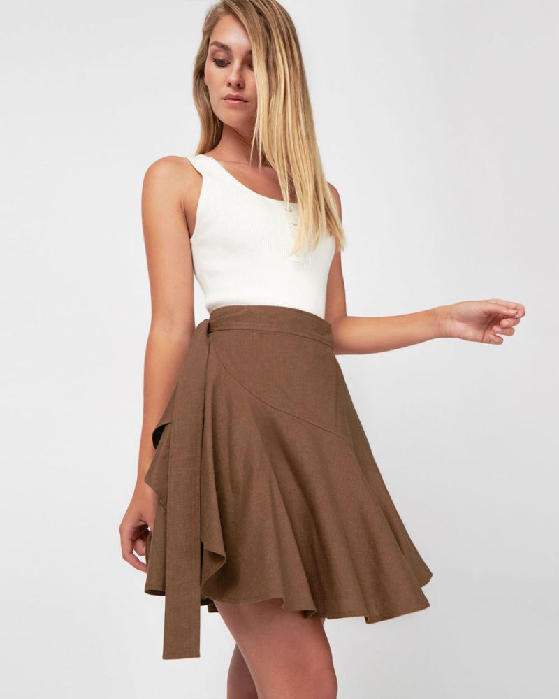 Adina Ruffle Wrap Mini Skirt