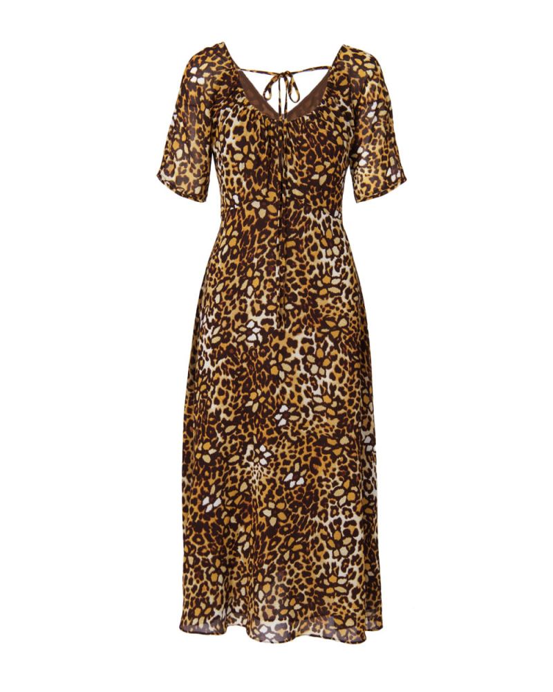 Janice Leopard Print Midi Dress