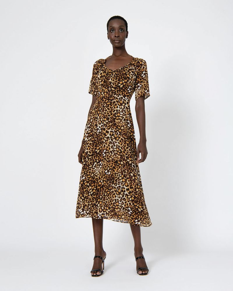 Janice Leopard Print Midi Dress