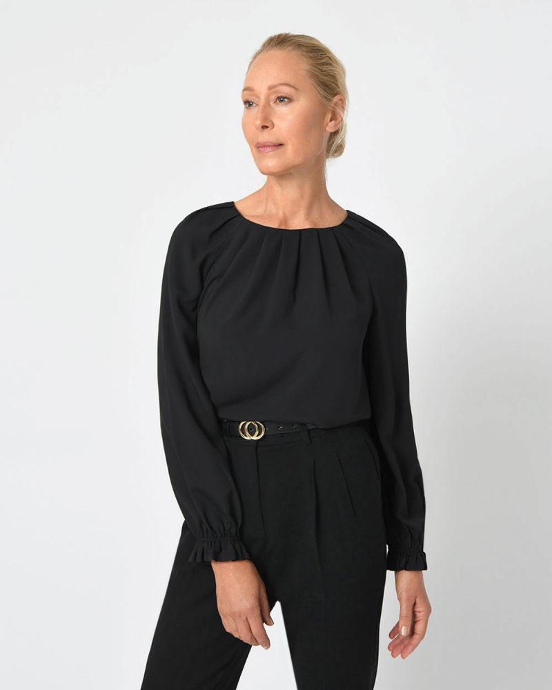 Donna Pleated Neck Blouse