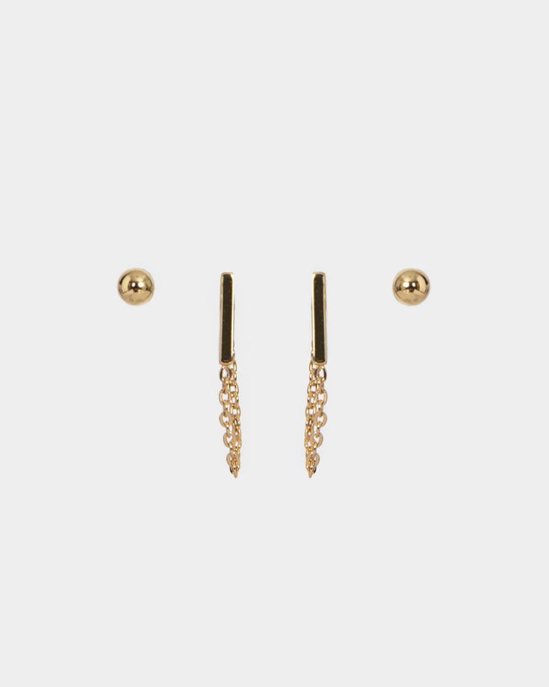 Ela 16k Gold Plated Earring Set