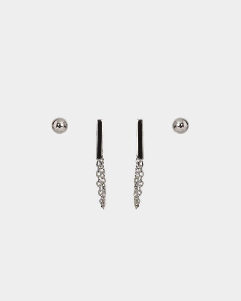 Ela Sterling Silver Plated Earring Set
