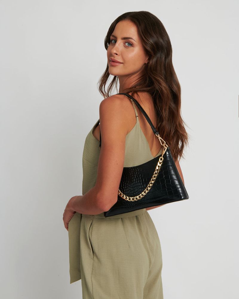 Sienna Croc Print 2 Strap Shoulder Bag