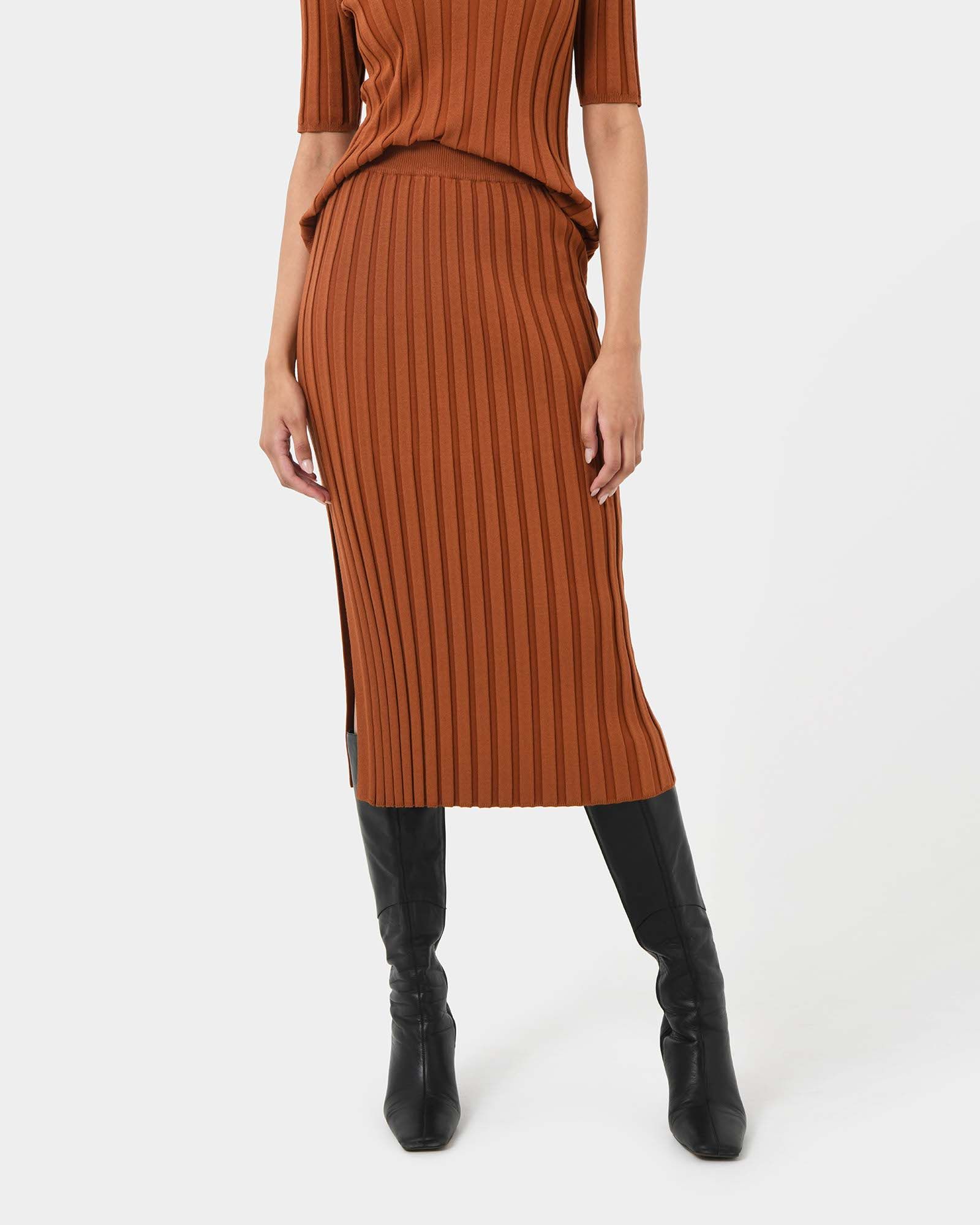 Manhattan Knit Skirt | Rust | Forcast - Forcast AU