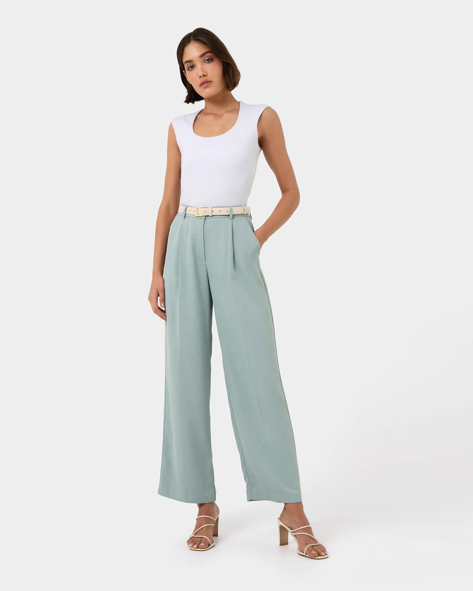 Lexee Tailored Wide Leg Pants | Sage | Forcast AU