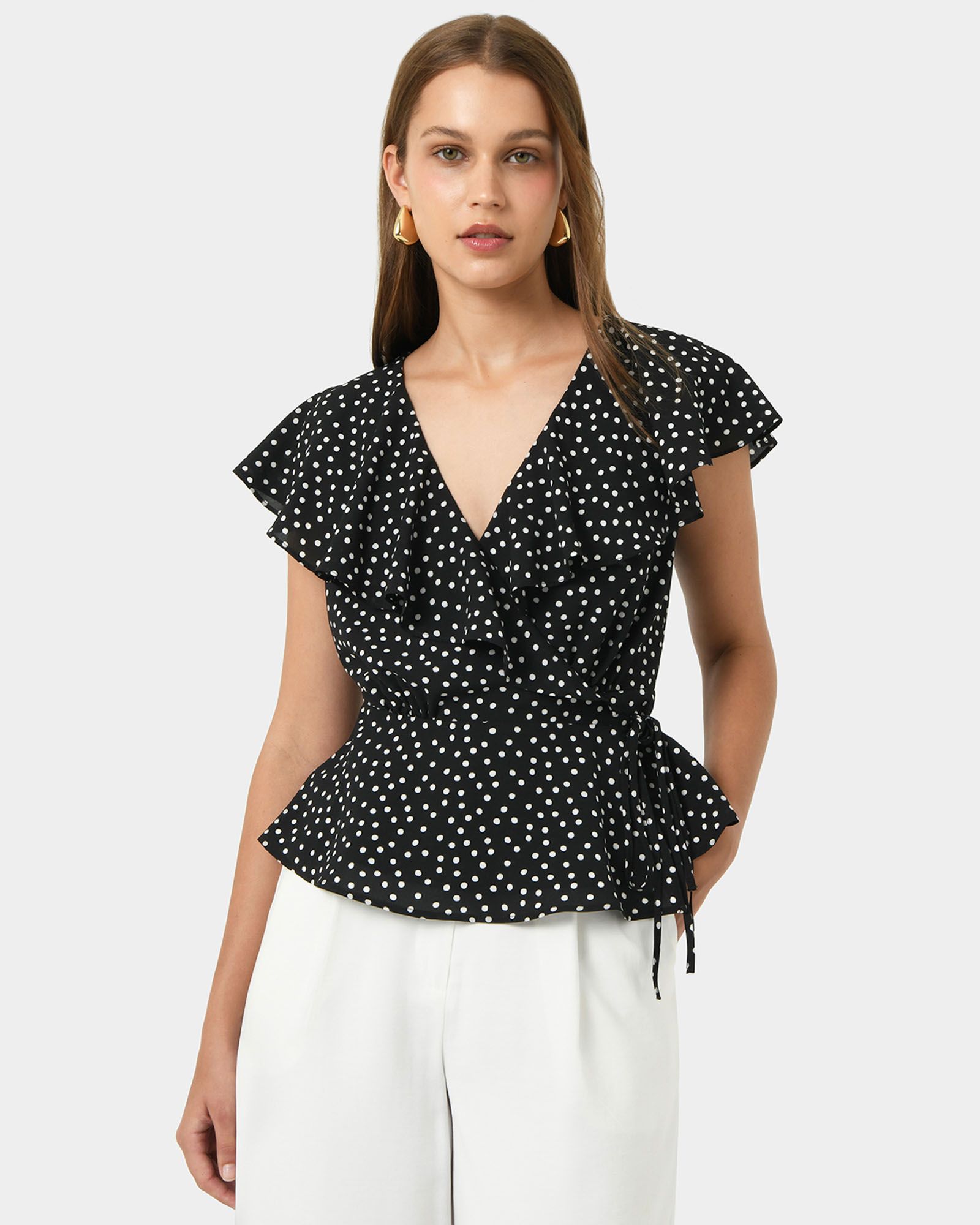 Jules Ruffle Wrap Blouse | Polka Dot | Forcast AU