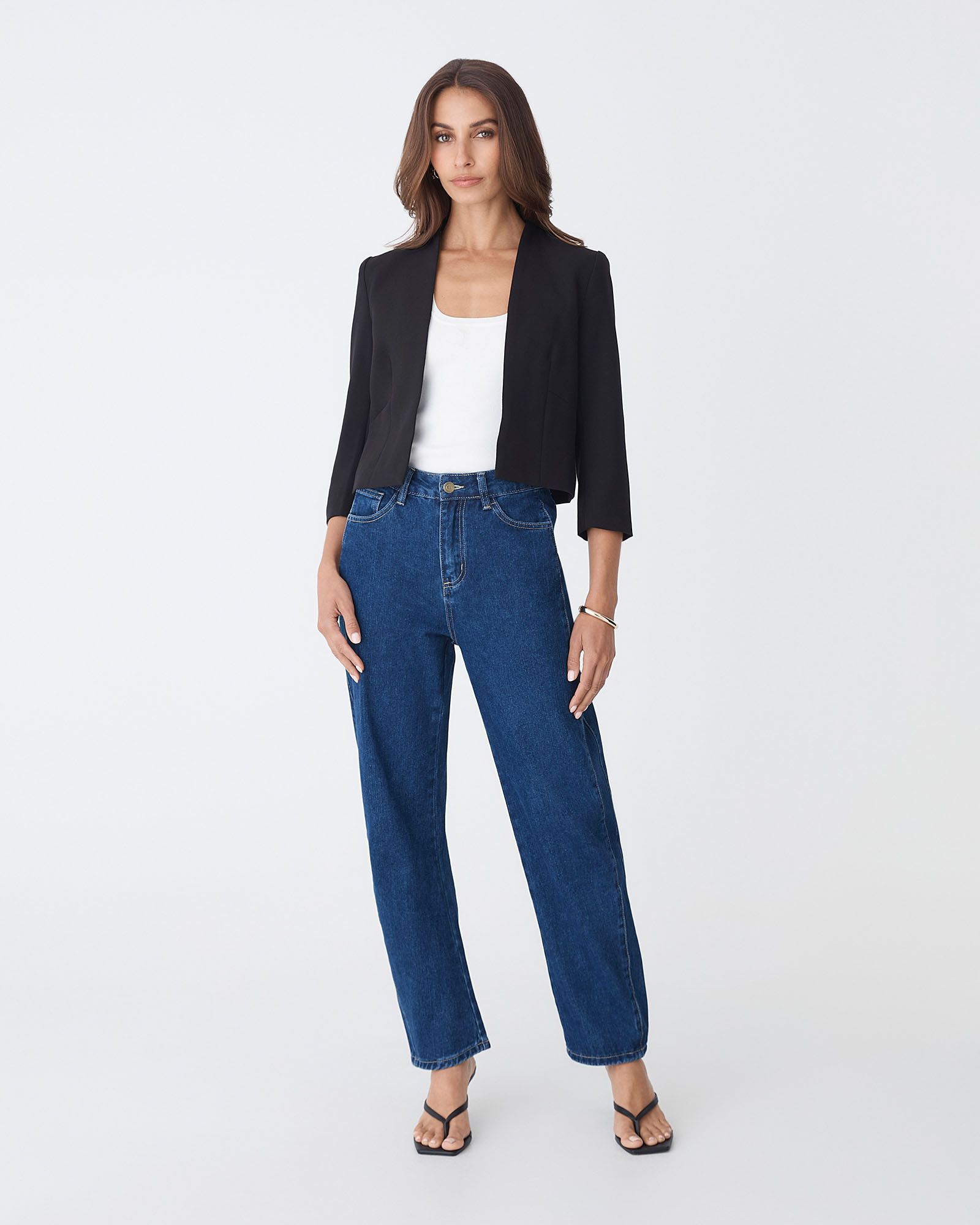 Nikki Collarless Cropped Jacket | Black | Forcast AU