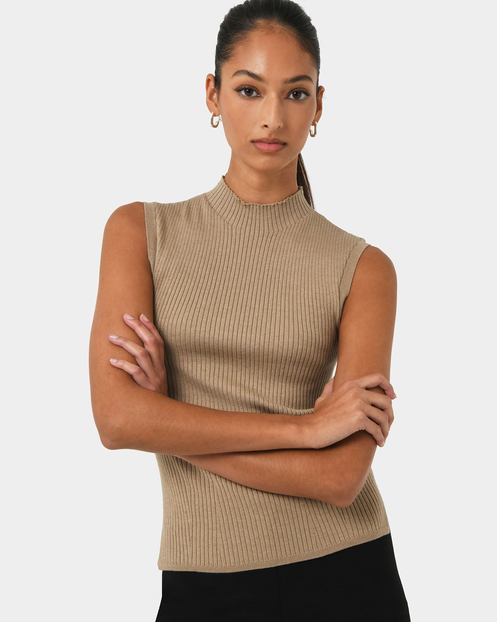 Charm Mock Neck Knit | Beige | Forcast AU