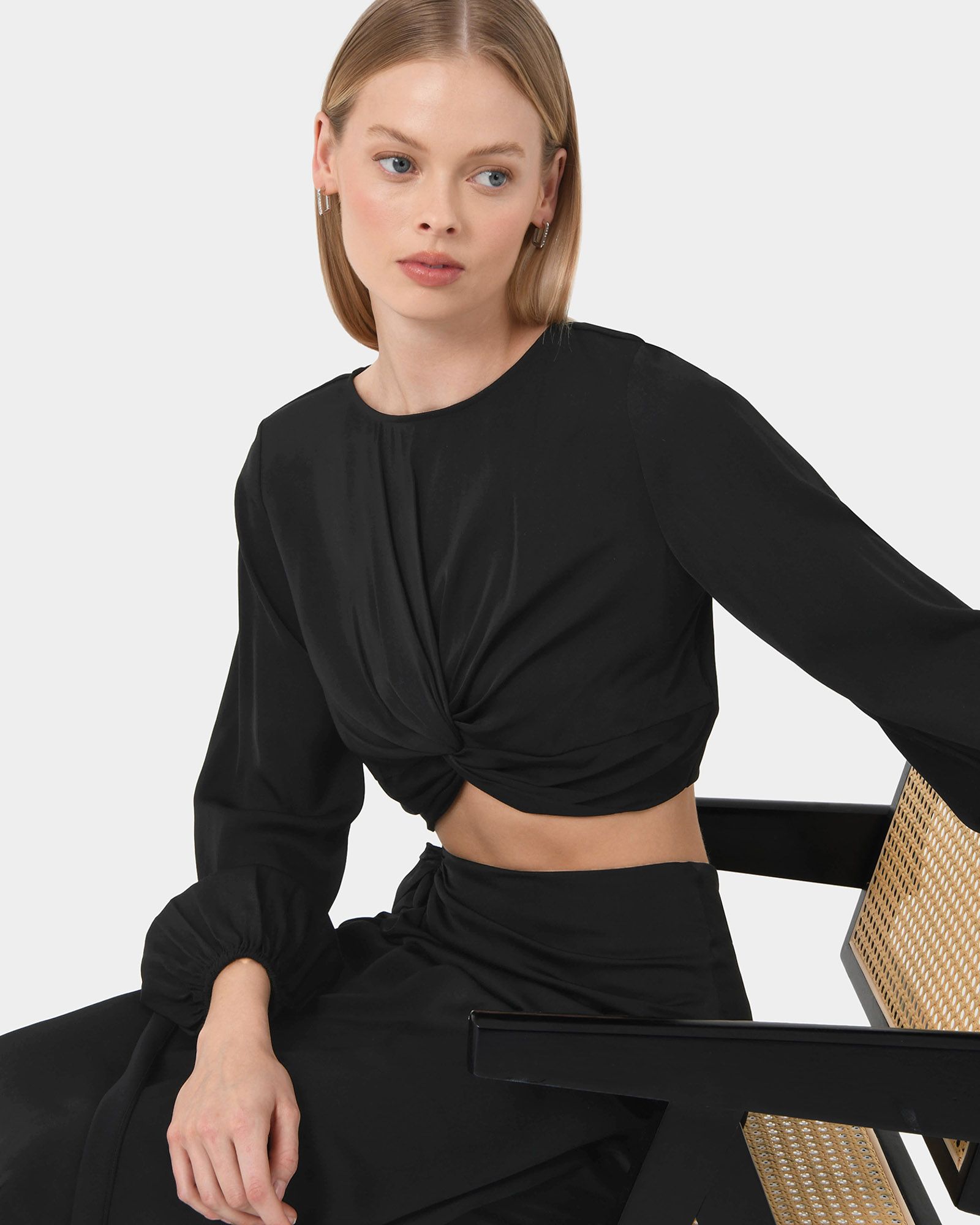 Zyana Knotted Front Top | Black | Forcast - Forcast AU