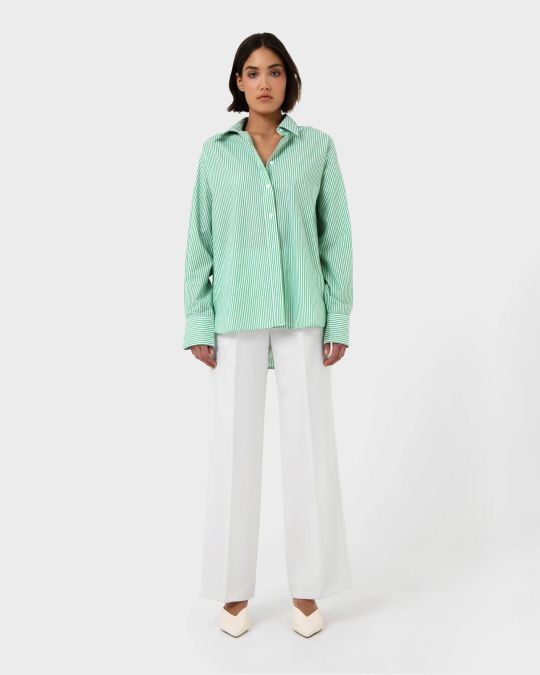 Manhattan Striped Cotton Shirt | Green | Forcast - Forcast AU