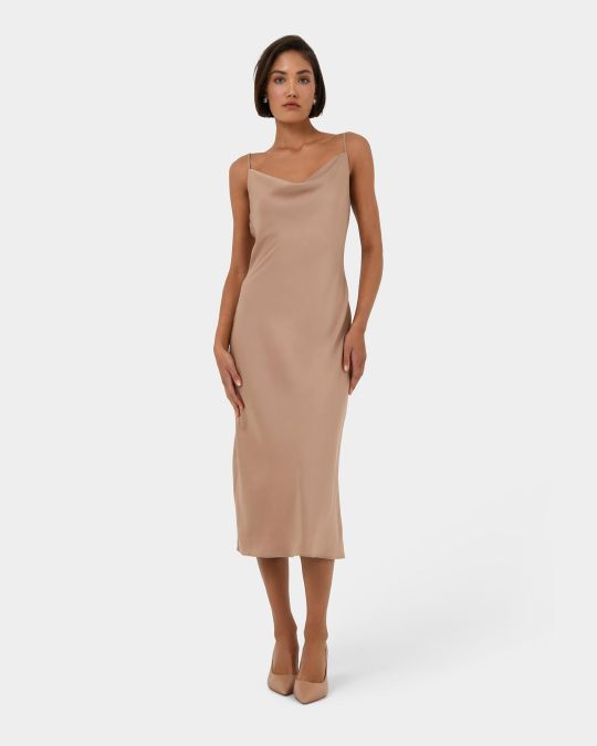 Joy Satin Cowl Neck Dress