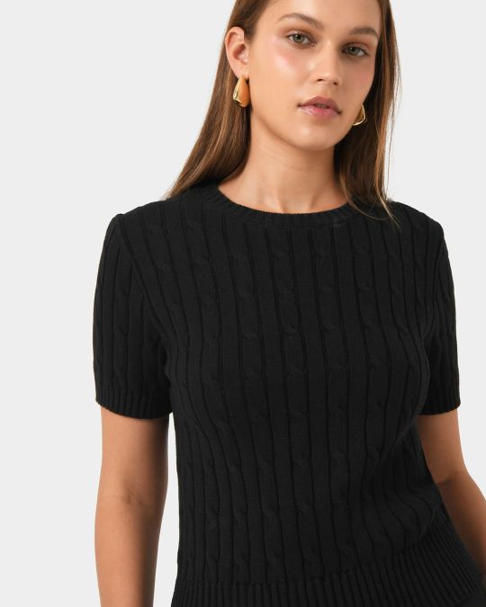 Anita Short Sleeve Cable Knit