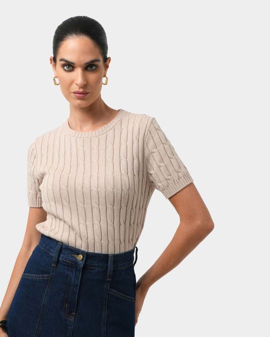 Anita Short Sleeve Cable Knit