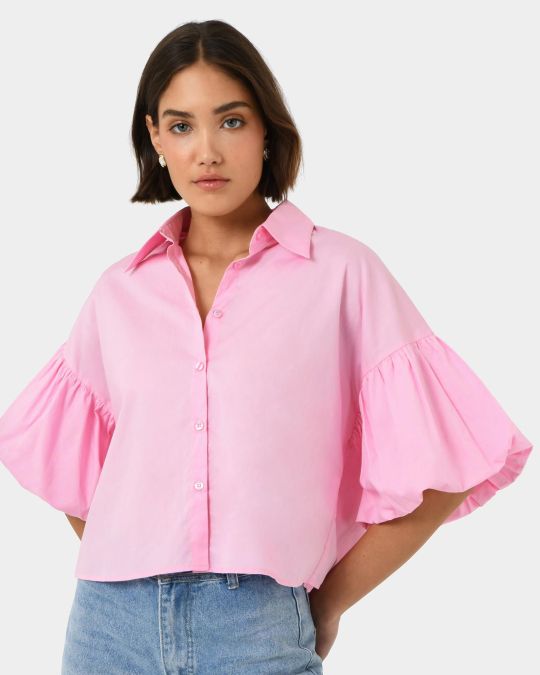 Cali Puff Sleeve Crop Shirt