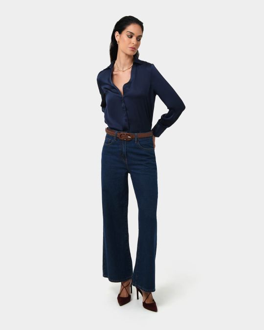 Lila Vneck Satin Blouse