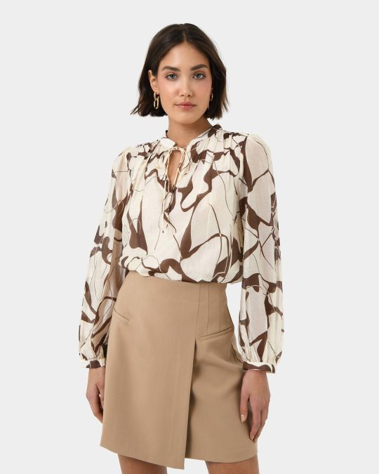 Cleo V-neck Tie Blouse