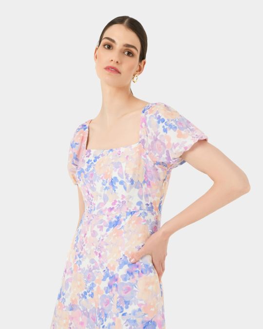 Hazy Linen Puff Sleeve Dress