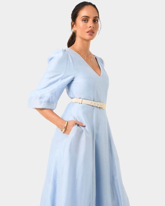 Marlie Puff Sleeve Midi Dress