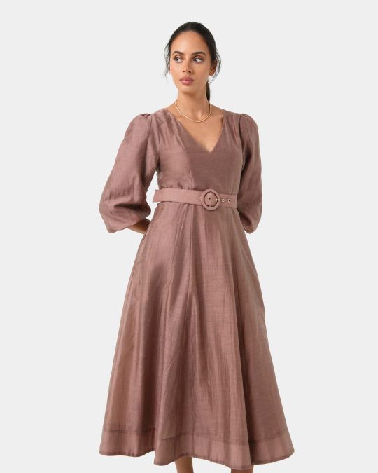 Marlie Puff Sleeve Midi Dress