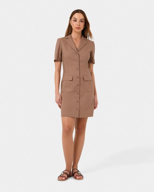 Nia Button Linen Dress