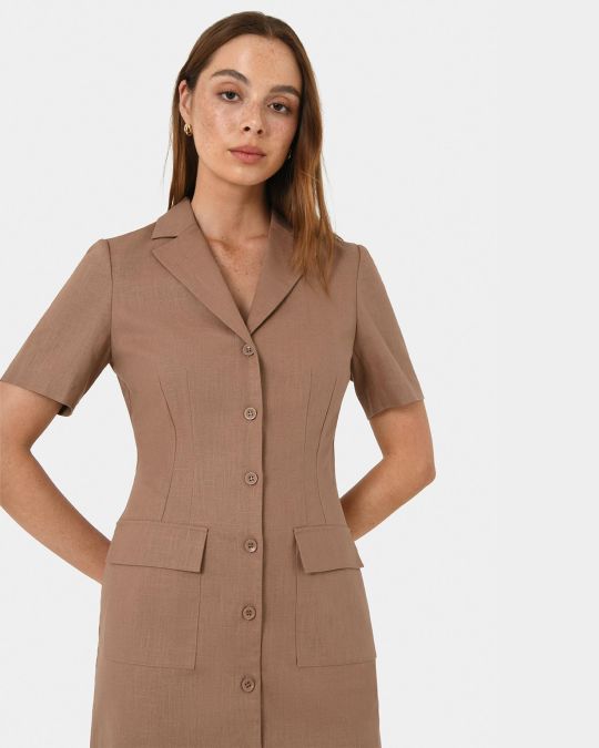 Nia Button Linen Dress