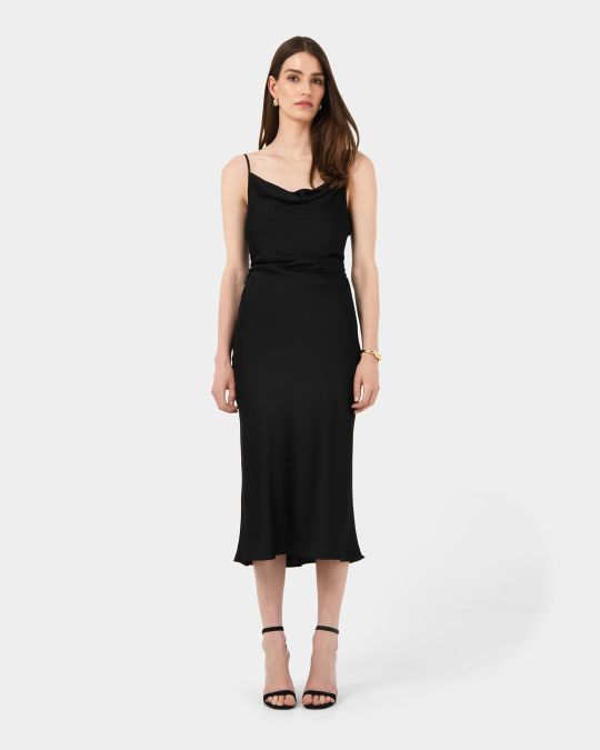 Mae Side Ruched Satin Dress
