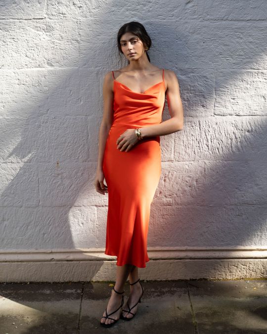 Mae Side Ruched Satin Dress