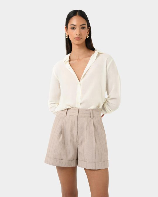 Ria Stripe Cotton Shorts