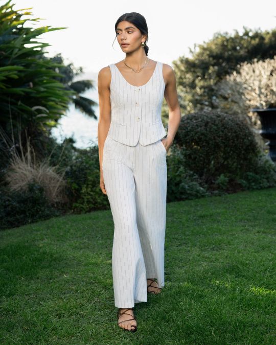 Ria Stripe Cotton Blend Pants