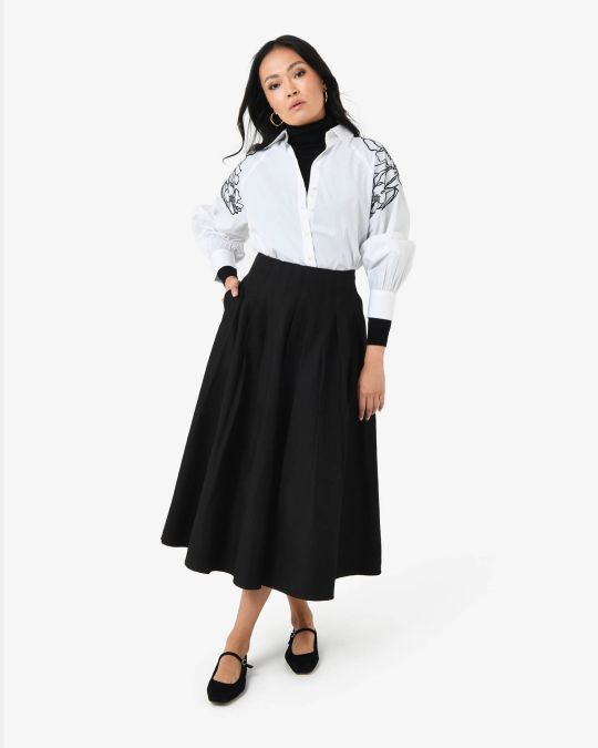 Heira Pleated Midi Skirt